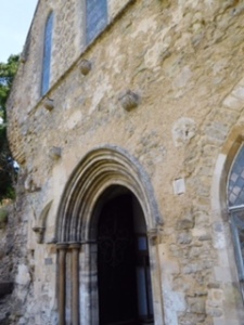 The entrance of the current church, the monks' refectory.